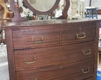 Mahogany dresser and chest of drawers w/ mirrors