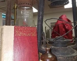 Rustic lanterns. The O.L. Gregory Vinegar Co miniature jug