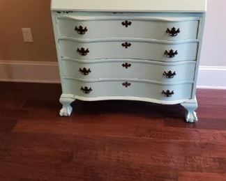 Secretary desk with cubbies, dresser drawers, painted teal