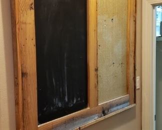 wooden framed chalkboard/bulletin board