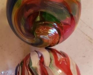 hand blown and signed glass ornaments