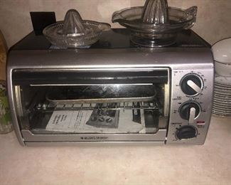 Black & Decker Toaster oven and vintage glass juicers