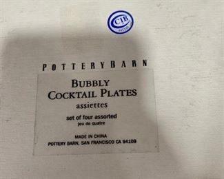 Set of Pottery Barn "Bubbly" Cocktail Plates in Box, look like new and never used