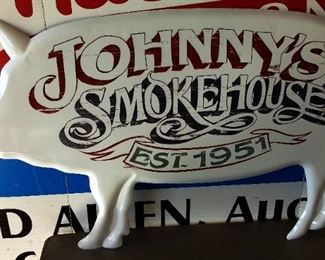 Die-Cut Metal "Johnny's Smokehouse Sign