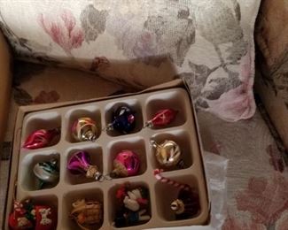 VIntage miniature Christmas ornaments. 