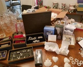 Fort Christmas train, Accorn Christmas ornaments,  Wedgwood ornament,  Snowbabies, Hallmark ornament 