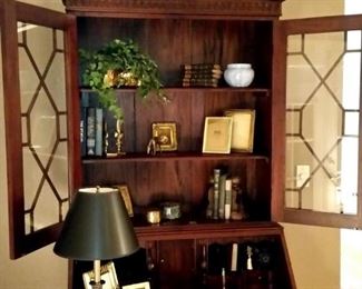 A closer look at the mahogany secretary's hutch