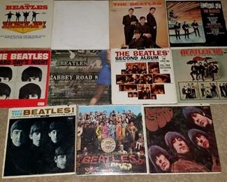 There are a lot of LPs from the 60s and 70s, including these by the Beatles.