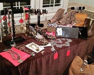 In this room, you'll find jewelry, shoes, purses, and some great women's clothing