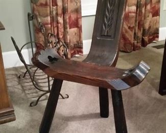 Antique three legged birthing chair