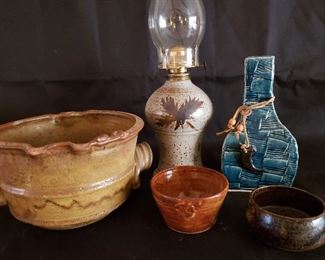 Oil lamps vases and bowls