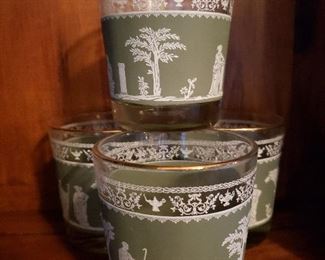 Wedgewood Jasper Ware Jeanette Hellenic low ball glasses, set of 8