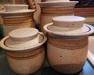 Hand-thrown pottery canister set