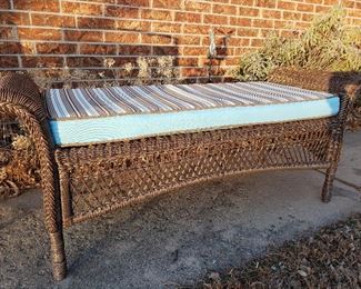 Resin wicker patio bench