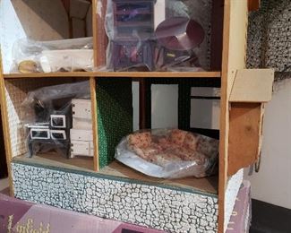 Vintage doll house, and furniture 