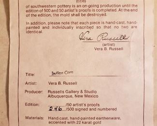 COA for Vera Russell pot