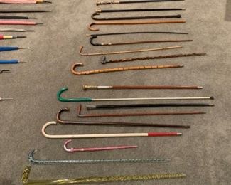 Old unique canes.  Some glass (how does that work with a cane?)  haha