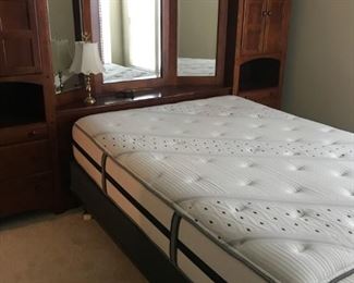 3 piece cabinet headboard.  Beautyrest Black Queen mattress set.  Sold separately, but you can purchase both together!   Beautiful set.  Excellent condition.   