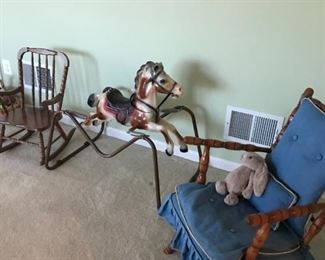 Rocking horse and chairs