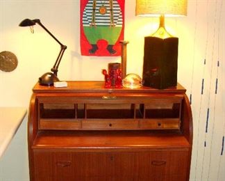 Danish Modern Ostergaard Tambour Secretary Desk