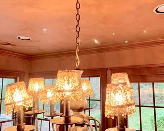 17. 8 Candle Metal Chandelier w/ Beaded Shades (28")