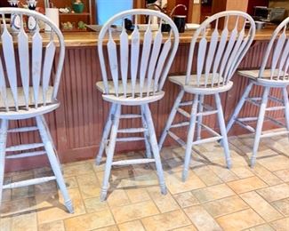 19. 4 Painted Swivel Bar Stools (seat ht 30")