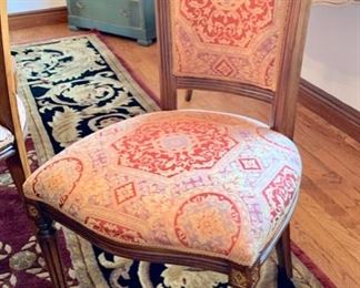 24. 8 Carved Side Chairs w/ Custom Upholstery
