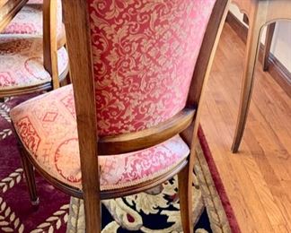 24. 8 Carved Side Chairs w/ Custom Upholstery