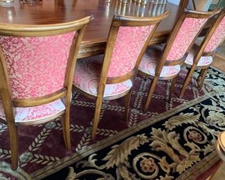 24. 8 Carved Side Chairs w/ Custom Upholstery