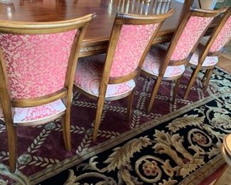24. 8 Carved Side Chairs w/ Custom Upholstery