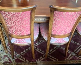 24. 8 Carved Side Chairs w/ Custom Upholstery