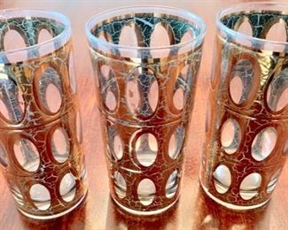 29. Set of 3 Crackled Gold Glasses