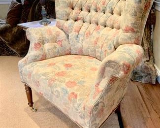 43. Tufted Wing Back Chair (39" x 26" x 45")
