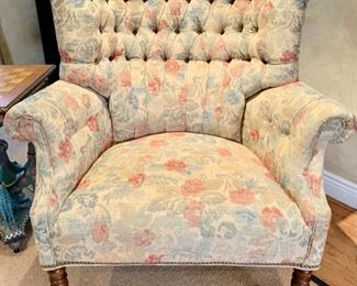 43. Tufted Wing Back Chair (39" x 26" x 45")