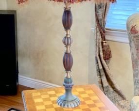 44. Mackenzie Childs Side Table/ Floor Lamp (67")