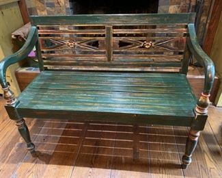2. Painted Indonesian Bench (45" x 21" x 33")