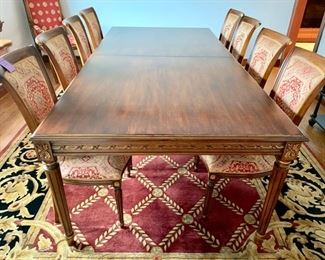 37. Carved Dining Table w/ Gilt Rubbing (47" x 8' x 30") and Leaves (as is)