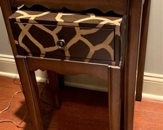 72. Nesting Tables w/ Painted Animal Print Top (17" x 12" x 25")