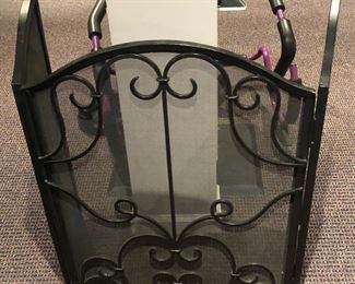112. Wrought Iron Tri Panel Fireplace Screen (30")