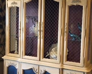Hand Painted Hutch w Stenciled Backdrop 
