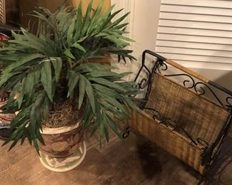 Silk Plant and Magazine Rack