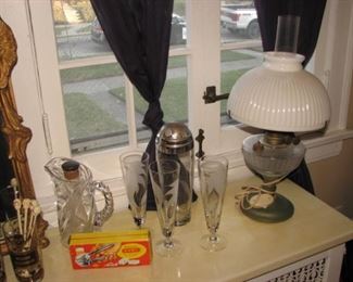 Barware, retro-fitted kerosene lamp