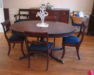 Dining table, dining chairs, sideboard buffet