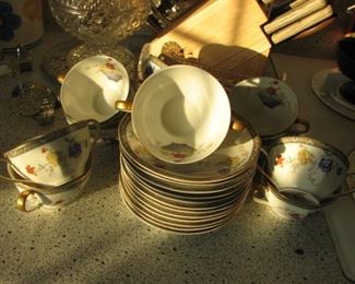 Haviland Limoges Ganga pattern cups & saucers