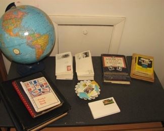 Globe, stamps