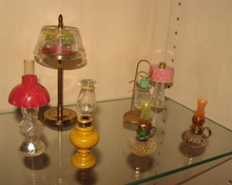 Vintage Miniature Lamp Perfume Bottles, Le Sager "Honeysuckle", "Modern-Lite Perfume"