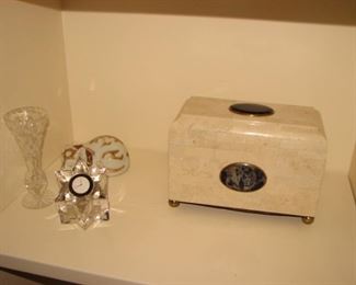 Orrefors clock, Ceska crystal vase