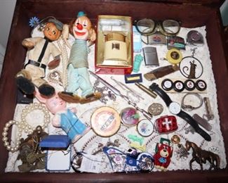 Vintage jewelry, toys, keys