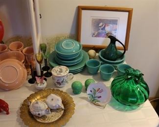 BMR pottery with drip glaze,  Vintage cordials, Vintage Fiesta