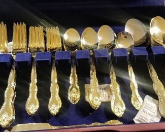 International China . Gold Plated Stainless Steel Silverware Set